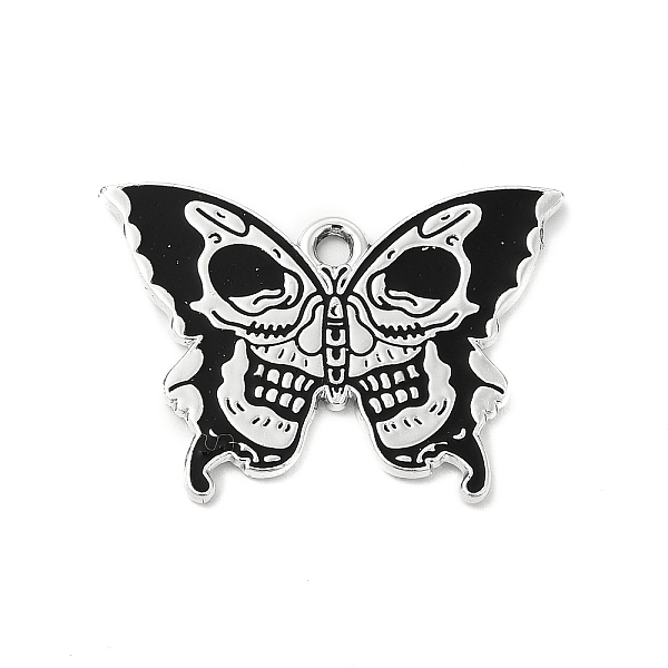 

PandaHall Halloween Alloy Enamel Pendants, Butterfly with Skull Charm, Platinum, Black, 20x27.5x1mm, Hole: 1.8mm Alloy+Enamel Butterfly...