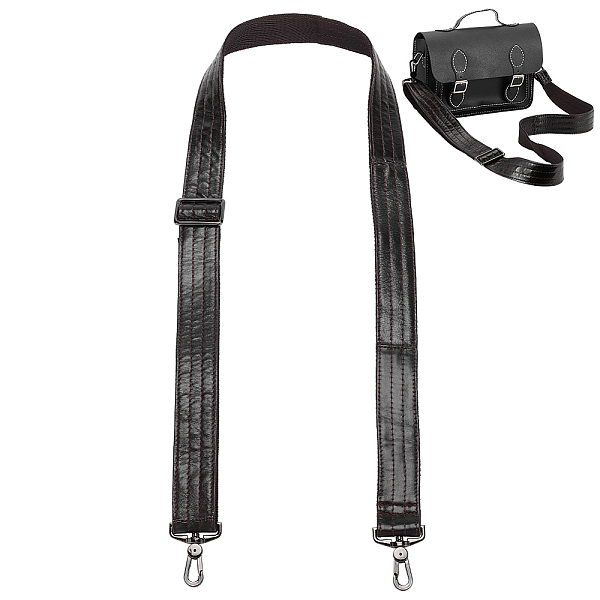 

PandaHall Adjustable Cowhide Wide Bag Handles, with Alloy Swivel Clasp, for Men's Briefcase Replacement Accessories, Gunmetal..., Black