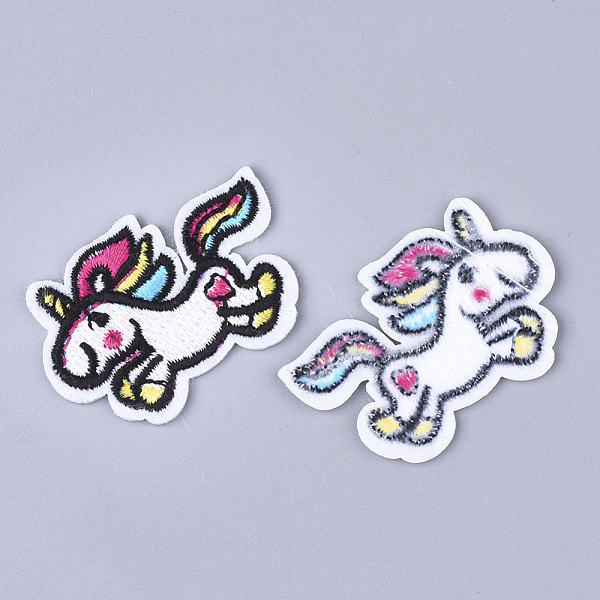 

PandaHall Computerized Embroidery Cloth Iron On Patches, Costume Accessories, Appliques, Unicorn, White, 29x43x1.5mm Cloth Unicorn White