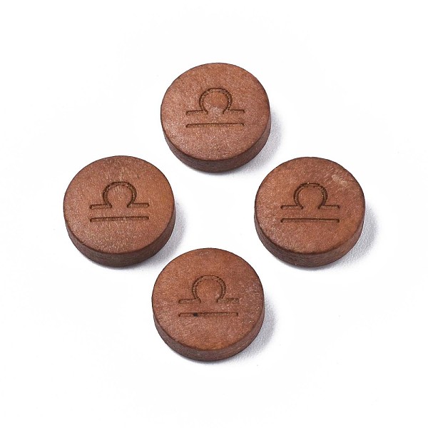 

PandaHall Laser Engraved Wood Beads, Flat Round with 12 Constellations, Dyed, Camel, Libra, 12x4mm, Hole: 1.6mm Schima Wood Libra