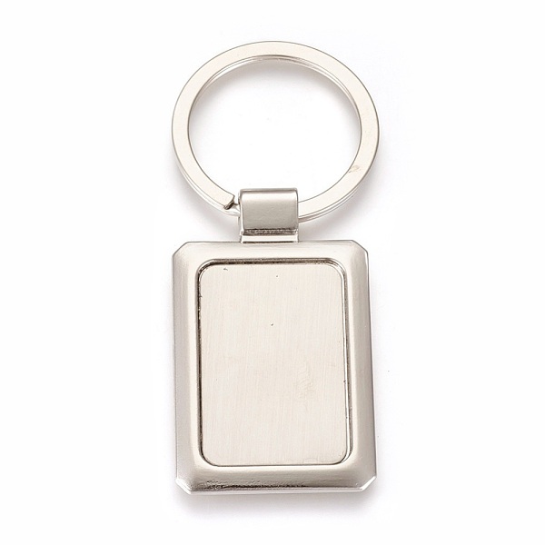 

PandaHall Zinc Alloy Cabochon Settings Keychain, with Iron Ring, Rectangle, Platinum, Tray: 22x32mm, 75mm, 49x29.5x3mm, 1pc/box Iron+Alloy...