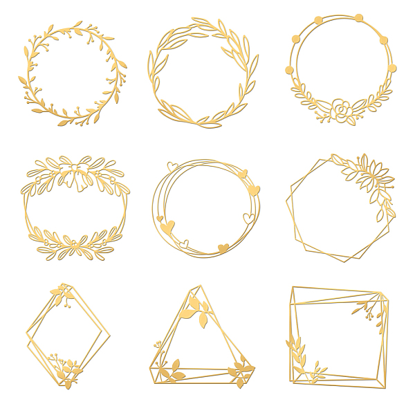 

PandaHall Olycraft 9Pcs 9 Styles Custom Carbon Steel Self-adhesive Picture Stickers, Golden, Wing Pattern, 40x40mm, about 1pc/style Carbon...