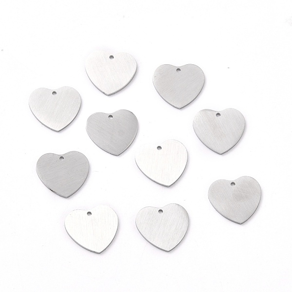 PandaHall 304 Stainless Steel Pendants, Double Side Drawbench, Stamping Blank Tag, Heart, Stainless Steel Color, 14x15x1mm, Hole: 1.2mm 304...