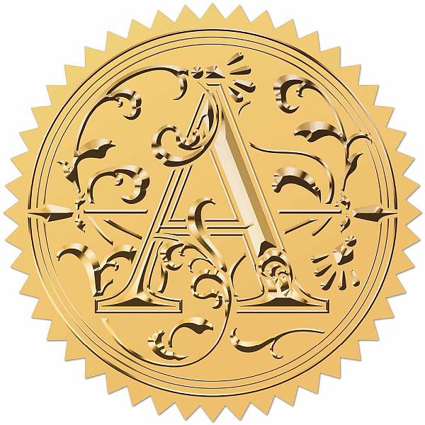 

PandaHall CRASPIRE 100pcs Initial Alphabets A Gold Foil Embossed Stickers 2" Leaf Letter Vintage Foil Self Adhesive Sticker Decor Labels for...