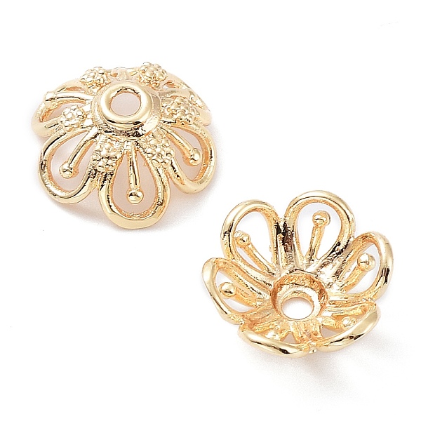

PandaHall Brass Bead Caps, 6-Petal Flower, Real 18K Gold Plated, 15.5~16x14.5~15x7mm, Hole: 2mm Brass
