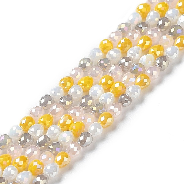 

PandaHall Electroplated Glass Beads Strands, Faceted Teardrop, Rainbow Plated, Gold, 4.5~5x4mm, Hole: 0.8mm, about 100pcs/strand...