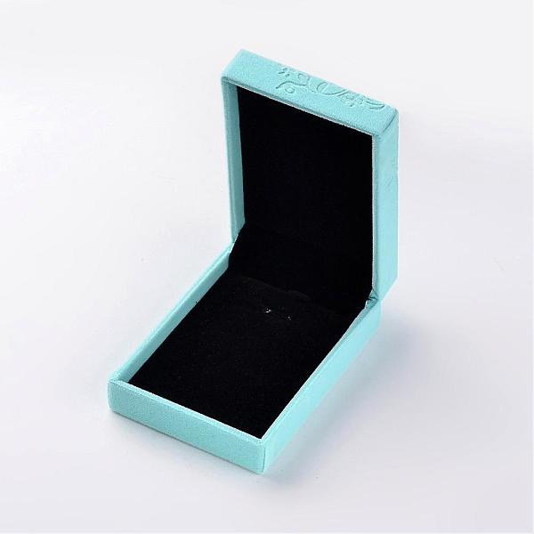 

PandaHall Rectangle Velvet Necklace Boxes, Jewelry Boxes, Pale Turquoise, 10.1x7.1x3.6cm Velvet Rectangle Cyan