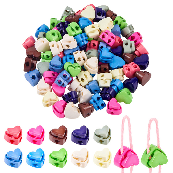 100Pcs 10 Colors Plastic Cord Locks