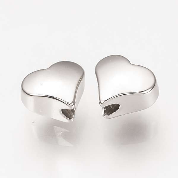 

PandaHall Brass Spacer Beads, Nickel Free, Real Platinum Plated, Heart, 5x6x3.5mm, Hole: 1mm Brass Heart