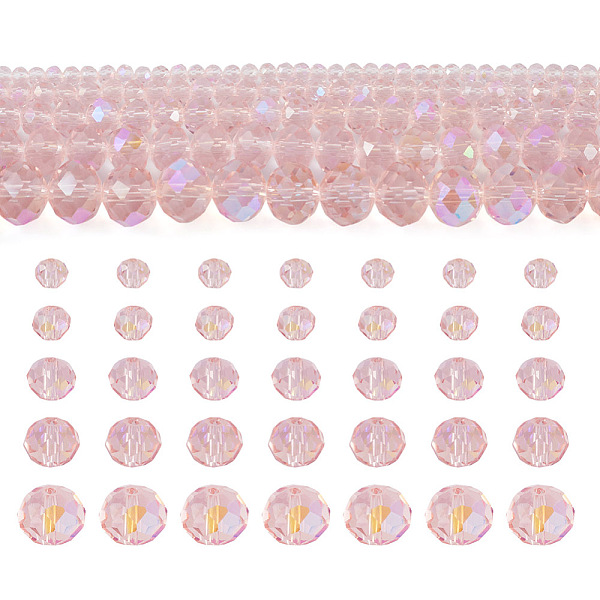 

PandaHall 5 Strands 5 Size Transparent Electroplate Glass Beads Strands, Half Rainbow Plated, Faceted, Rondelle, Pink, 3~10x2~8mm Hole...