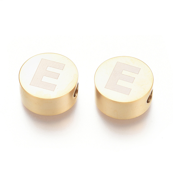 

PandaHall 304 Stainless Steel Beads, Flat Round with Letter, Letter.E, 10x4.5mm, Hole: 2mm 304 Stainless Steel Letter E