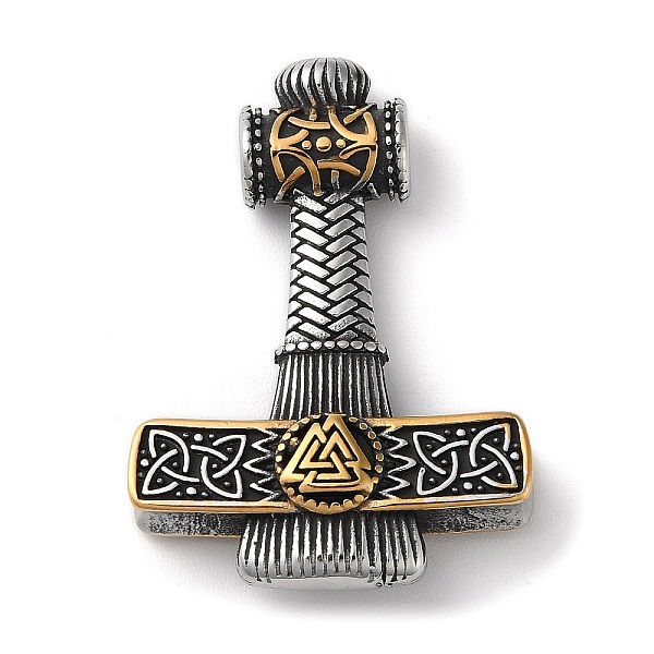 

PandaHall Ion Plating(IP) Viking 304 Stainless Steel Pendants, Thor's Hammer with Valknut Charm, Antique Silver & Antique Golden...
