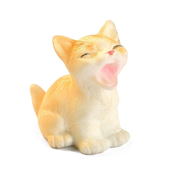 PandaHall Resin Cat Display Decorations, for Desktop Car Decoration, Orange, 30x21x32mm Resin Cat Shape Orange