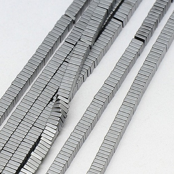 

PandaHall Electroplate Non-magnetic Synthetic Hematite Heishi Beads Strands, Thin Slice Flat Square Beads, Frosted, Grade A, Silver Plated...