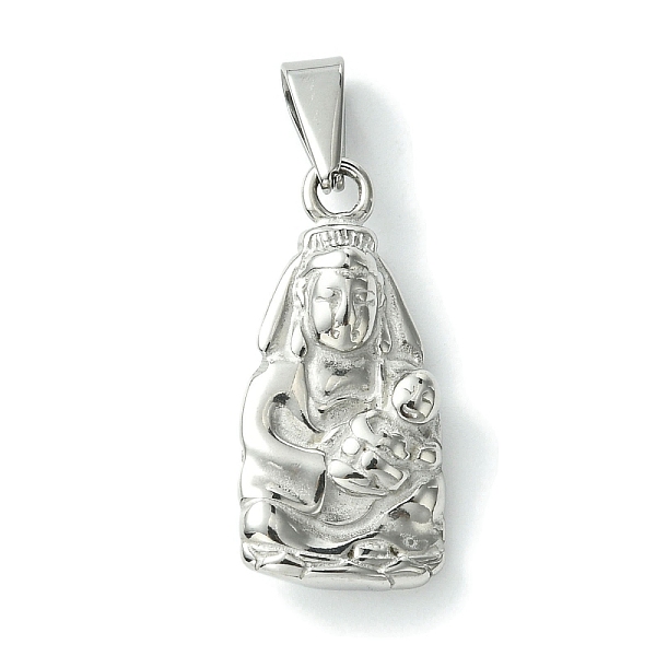 

PandaHall 304 Stainless Steel Pendants, Avalokitesvara Charm, Stainless Steel Color, 27x13x6mm, Hole: 7x3mm 304 Stainless Steel Human