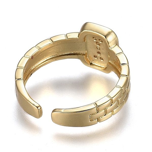 

PandaHall Brass Micro Pave Clear Cubic Zirconia Cuff Rings, Open Rings, Cadmium Free & Lead Free, Rectangle, Golden, Letter.I, US Size 6 1/4...
