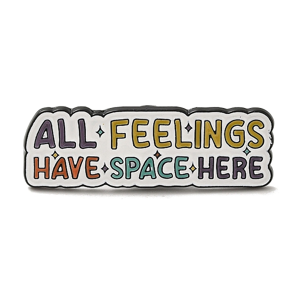 

PandaHall Inspirational Word ALL FEELINGS HAVE SPACE HERE Alloy Enamel Pins Broochs, Motivational Text Badge, Colorful, 12x30x1.5mm...