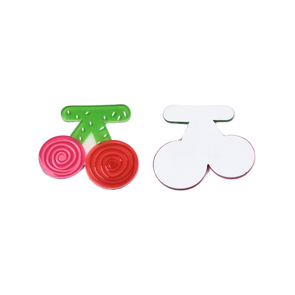 

PandaHall Printed Acrylic Cabochons, Cherry, Red, 37x39x2mm Acrylic Cherry Red