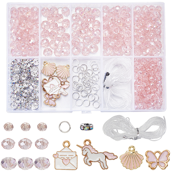 DIYガラスビーズと合金エナメルチャームブレスレット作りキット