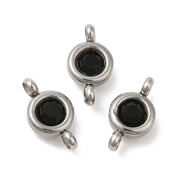 

PandaHall 304 Stainless Steel Single Rhinestone Connector Charms, Flat Round Links, Stainless Steel Color, Jet, 12x6.5x4mm, Hole: 2mm..., Black