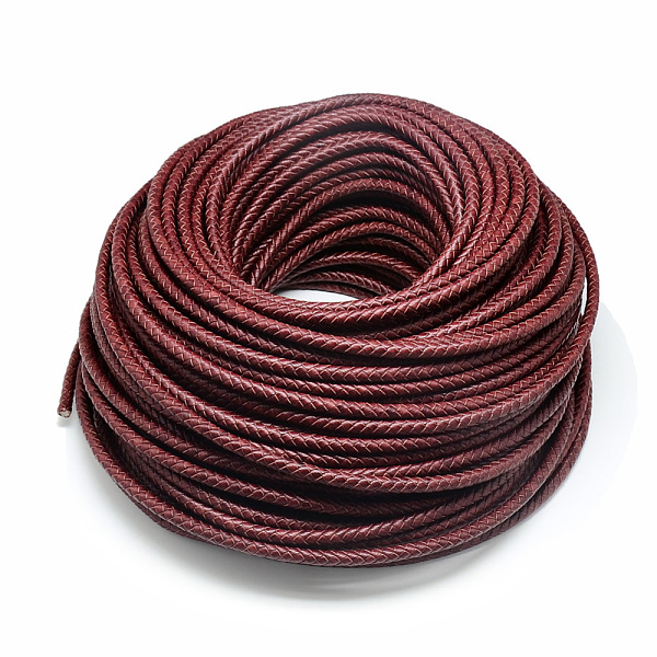 

PandaHall Leather Braided Cord, Dark Red, 6mm, about 54.68 yards(50m)/bundle Leather Round Red