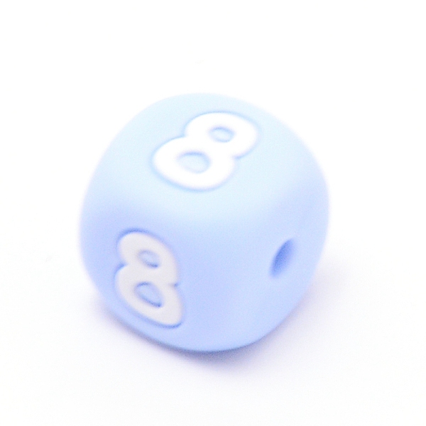 

PandaHall Silicone Beads, for Bracelet or Necklace Making, Arabic Numerals Style, Light Sky Blue Cube, Num.8, 10x10x10mm, Hole: 2mm Silicone...
