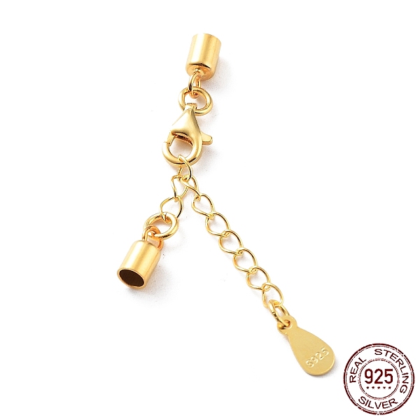 

PandaHall 925 Sterling Silver Curb Chain Extender, End Chains with Lobster Claw Clasps and Cord Ends, Teardrop Chain Tabs, with S925 Stamp...