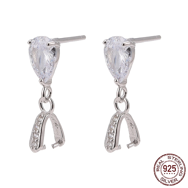 

PandaHall Rhodium Plated 925 Sterling Siler Dangle Stud Earing Settings, with Cubic Zirconia, Platinum, 17mm, Pin: 0.3mm and 0.6mm, 4mm...
