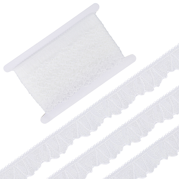 

PandaHall GORGECRAFT 20 Yards Stretch Lace Trim 3.5cm Wide Elastic Lace Ribbon Mesh Tulle Gathered Edge Fringe Trimmings for DIY Sewing..., White