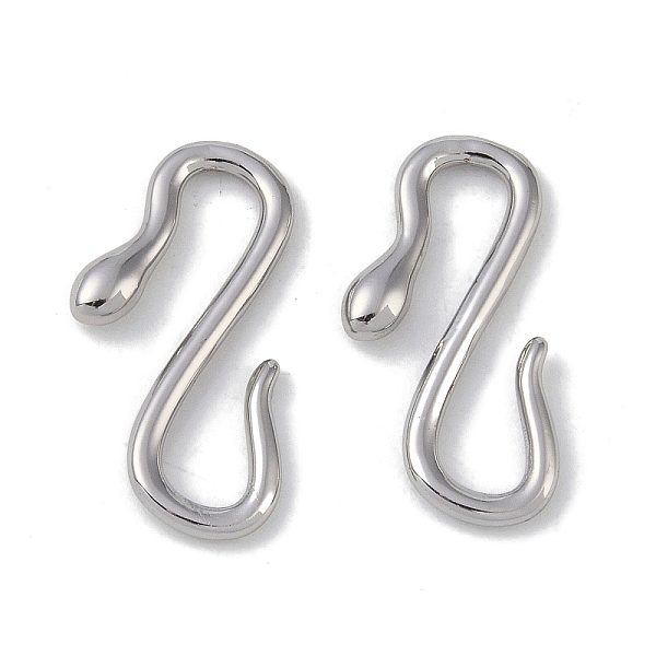 

PandaHall Brass Hook and S-Hook Clasps, Snake, Platinum, 20x12x2.5mm Brass