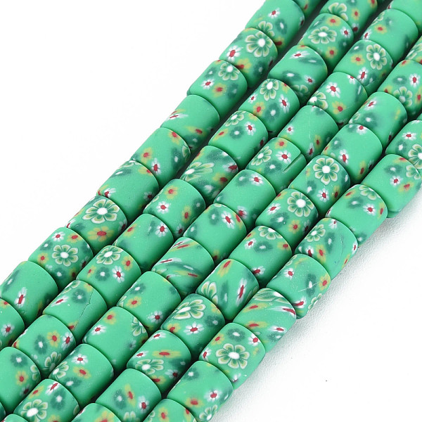 

PandaHall Handmade Polymer Clay Bead Strands, Column with Flower, Medium Aquamarine, 6x5mm, Hole: 1mm, about 63pcs/strand, 15.75''(40cm)...