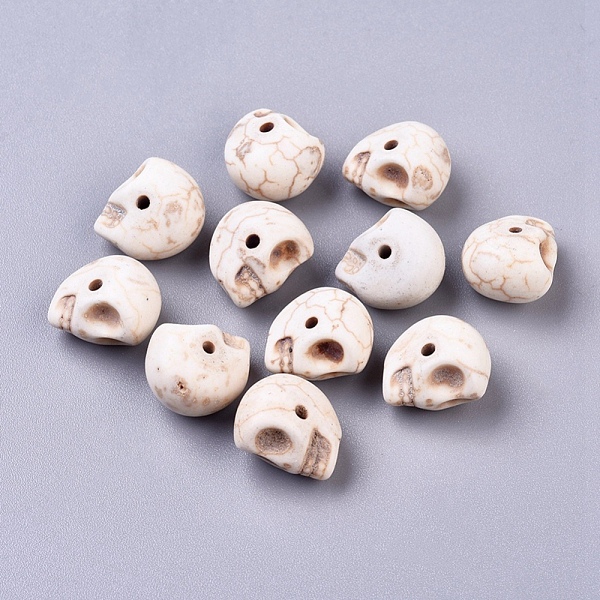

PandaHall Synthetic Magnesite Bead Strands, Skull, 13x12x9.5mm, Hole: 1mm, about 42pcs/strand, 15.1 inch, 12strands/1000g Magnesite Skull