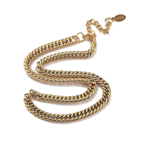 

PandaHall Ion Plating(IP) 304 Stainless Steel Cuban Link Chain Necklace, Real 18K Gold Plated, 16.14 inch(41cm) 304 Stainless Steel