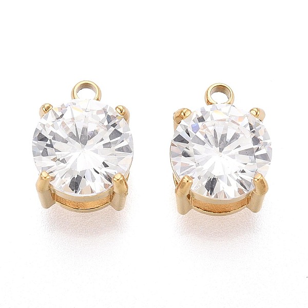 Pendentifs en acier inoxydable 304 plaqué or 18 carat avec zircone cubique et placage sous vide PVD