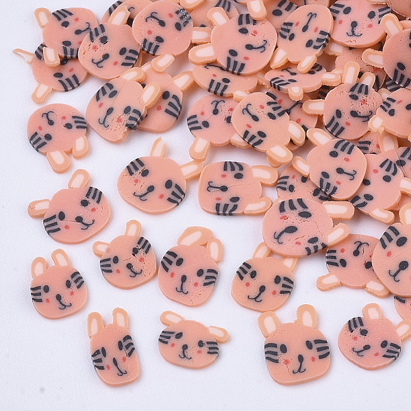 

PandaHall Handmade Polymer Clay Kitten Cabochons, Fashion Nail Art Decoration Accessories, Cat, Light Salmon, 5~7x4~5.5x0.5mm, about..., Red
