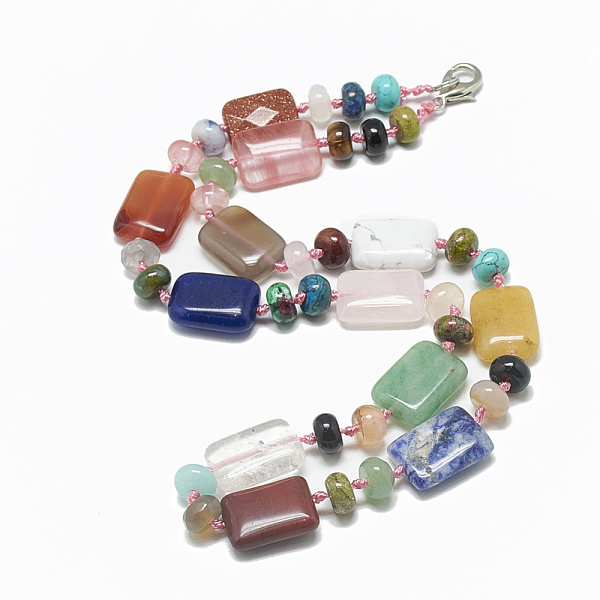 

PandaHall Natural & Synthetic Beaded Necklaces, with Alloy Lobster Clasps, Rectangle, 18.1 inch~18.5 inch(46~47cm), Rectangle: 18~18.5x13mm...