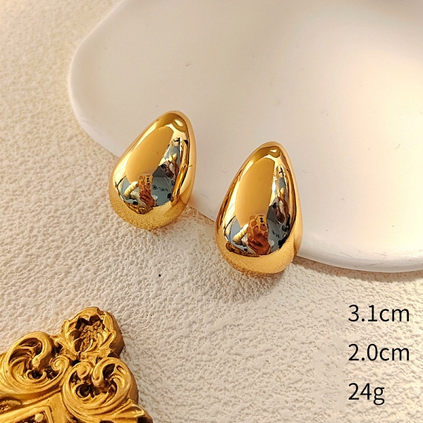 

PandaHall Teardrop Alloy Stud Earrings, Golden, 31x20mm Alloy Teardrop