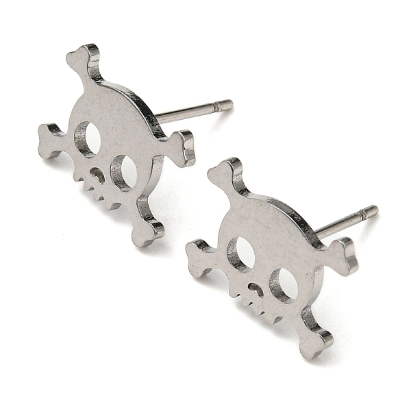 

PandaHall 304 Stainless Steel Stud Earrings, Halloween Skull Ear Studs, Stainless Steel Color, 10x13.5mm, Pin: 0.8mm 304 Stainless Steel...