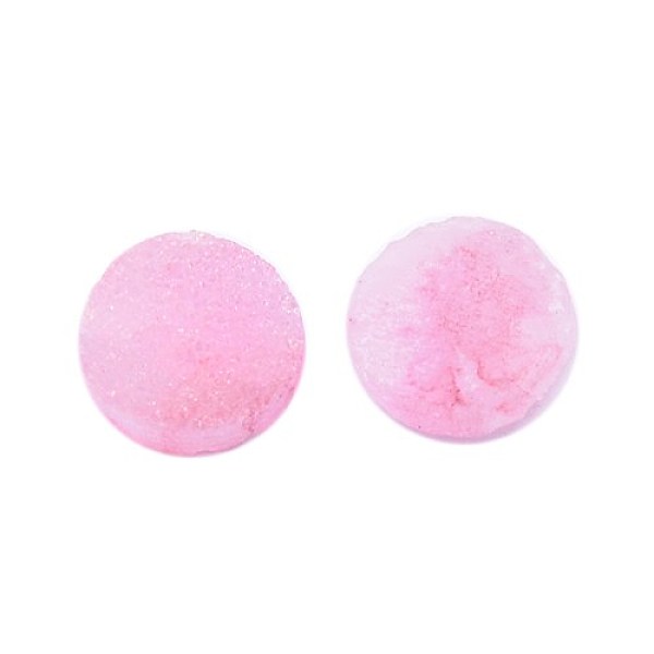 

PandaHall Electroplate Natural Druzy Crystal Cabochons, Flat Round, Dyed, Pearl Pink, 8x3~6mm Quartz Crystal Flat Round Pink