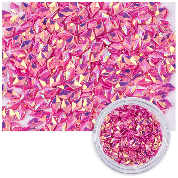 

PandaHall Laser Shining Nail Art Glitter, Manicure Sequins, DIY Sparkly Paillette Tips Nail, Rhombus , Camellia, 3.5x2.5x1.5mm, 1g/box..., Pink