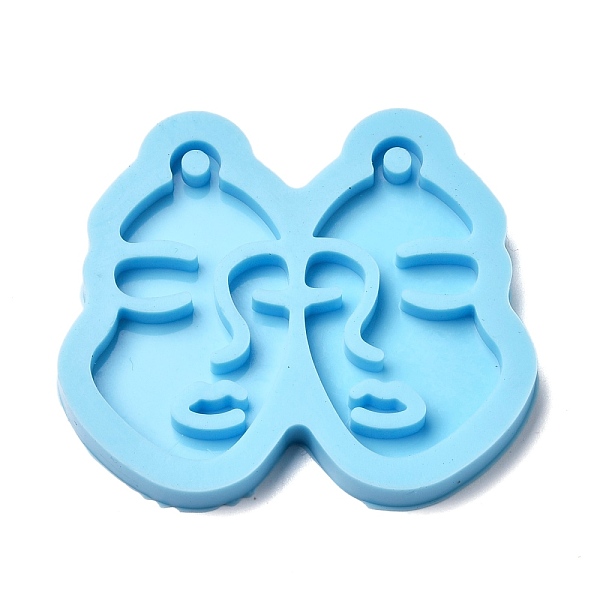 

PandaHall Abstract Face Silicone Molds, Pendant Molds, For DIY UV Resin, Epoxy Resin Earring Jewelry Making, Light Sky Blue, 42.5x48x5mm...