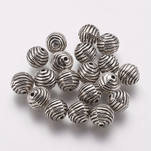 

PandaHall CCB Plastic Beads, Round, Grooved, Antique Silver, 9mm, Hole: 1mm Plastic Round