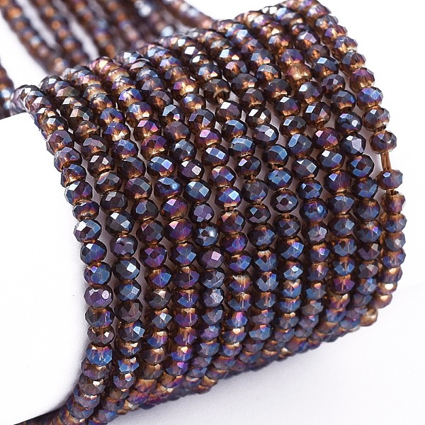 

PandaHall Electroplate Glass Beads Strands, Full Rainbow Plated, Faceted, Rondelle, DarkSlate Blue, 2x1.5mm, Hole: 0.6mm, about...
