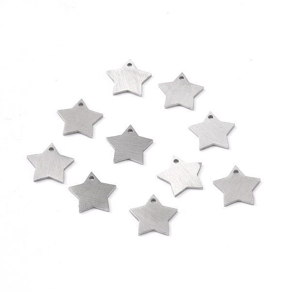 PandaHall 304 Stainless Steel Pendants, Double Side Drawbench, Stamping Blank Tag, Star, Stainless Steel Color, 10.5x11x1mm, Hole: 1mm 304...