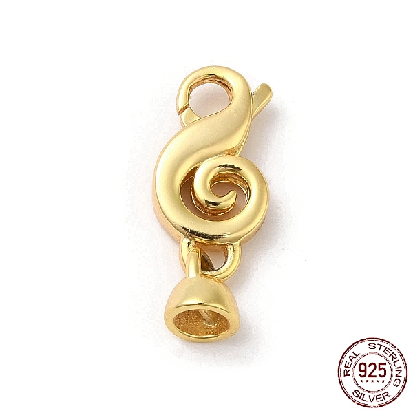 

PandaHall Rack Plating 925 Sterling Silver Lobster Claw Clasps with Cord End, Musical Note, with 925 Stamp, Real 18K Gold Plated, Clasp...