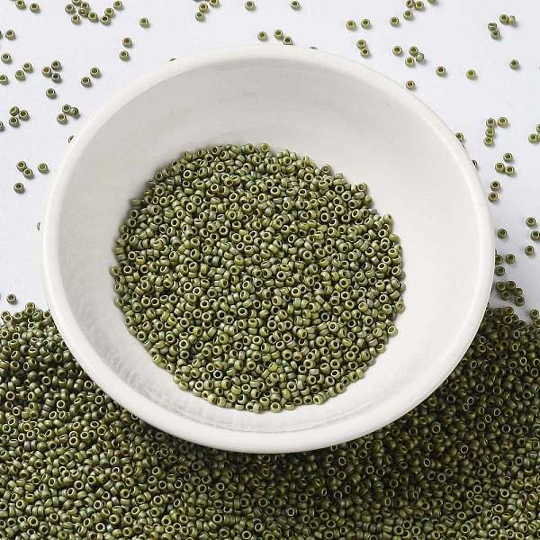 

PandaHall MIYUKI Round Rocailles Beads, Japanese Seed Beads, (RR2033) Matte Opaque Light Olive Luster, 15/0, 1.5mm, Hole: 0.7mm, about..., Green
