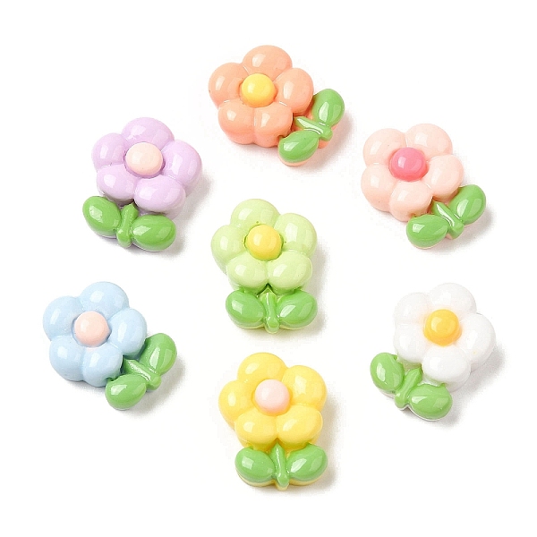 

PandaHall Cartoon Opaque Reisn Cabochons, for Jewelry Making, Mixed Color, Flower, 15.5x12x6mm Resin Flower Multicolor