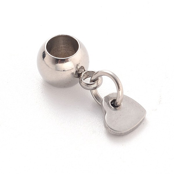 

PandaHall Heart 304 Stainless Steel European Large Hole Dangle Charms, Stainless Steel Color, 16mm, Hole: 4mm 304 Stainless Steel Heart