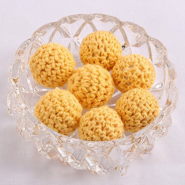 

PandaHall Handmade Woolen Macrame Wooden Pom Pom Ball Beads, for Baby Teether Jewelry Beads DIY Necklace Bracelet, Gold, 20mm Fibre Round...