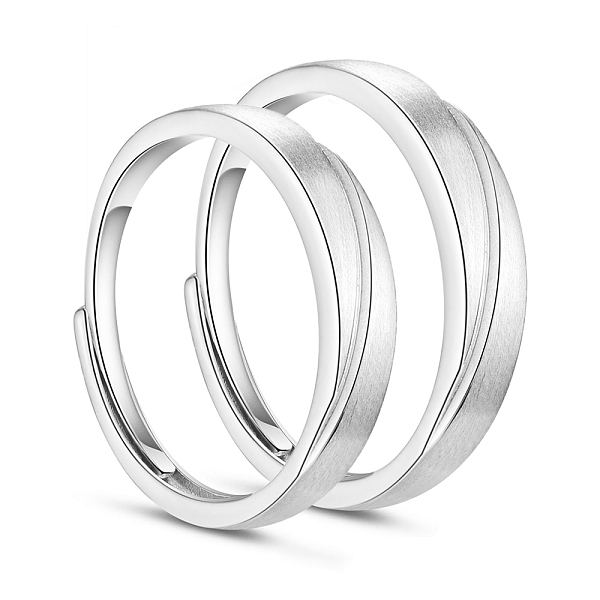 

PandaHall Adjustable Grooved Rhodium Plated 925 Sterling Silver Couple Rings, Promise Rings for Lovers, Platinum, US Size 7 1/4(17.5mm), US...